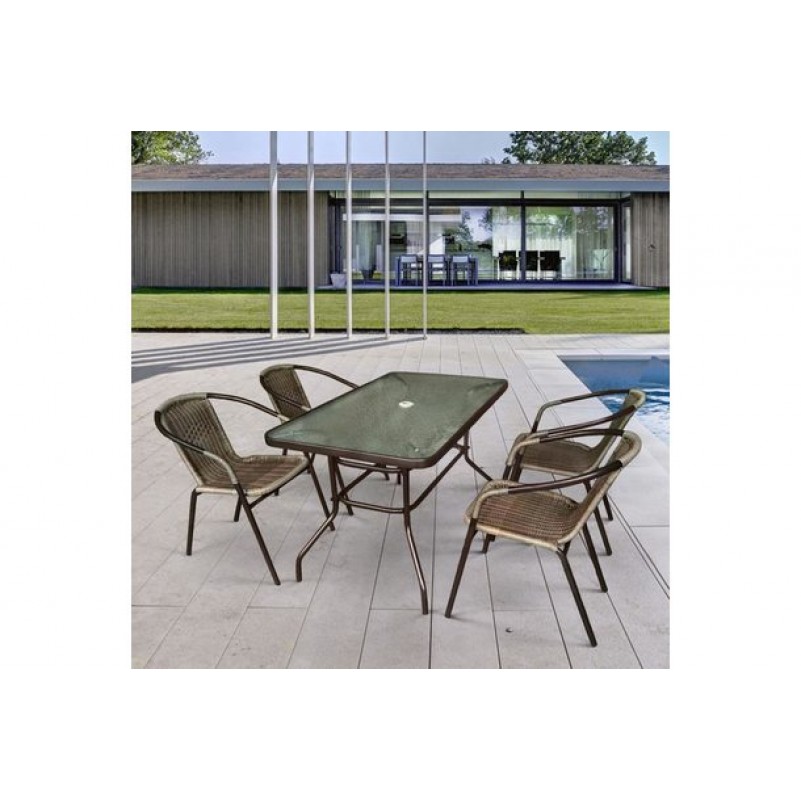 Афина - Комплект мебели Николь-3A TLH-037BR2/CDT016-120х70 Brown (4+1)