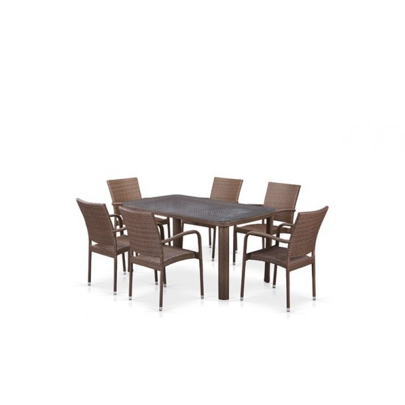 Афина - Комплект плетеной мебели T51A/Y376-W773-150x85 6Pcs Brown