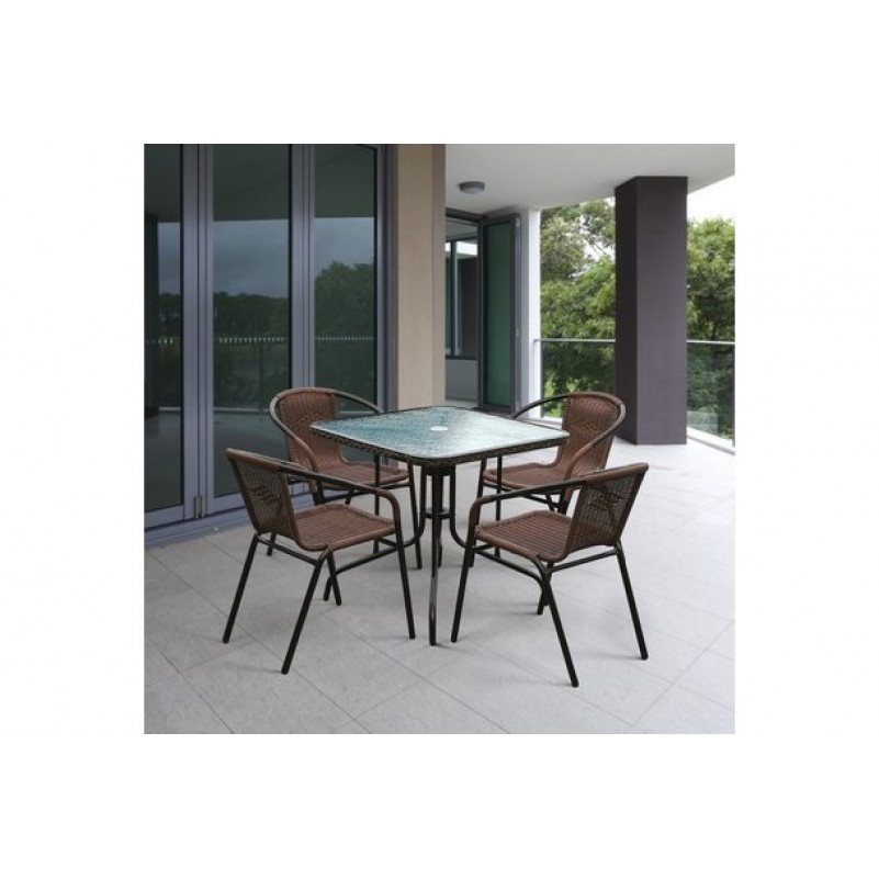 Афина - Комплект мебели Николь-2A TLH-037AR3/080SR-80х80 Cappuccino (4+1)