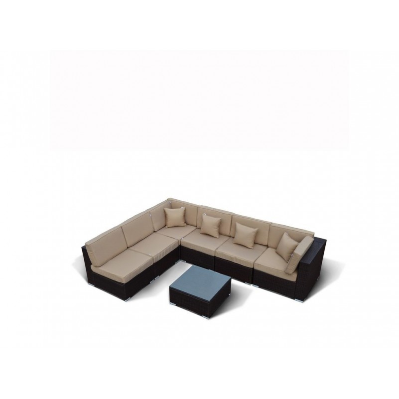 Афина - Плетеный модульный диван YR822 Brown