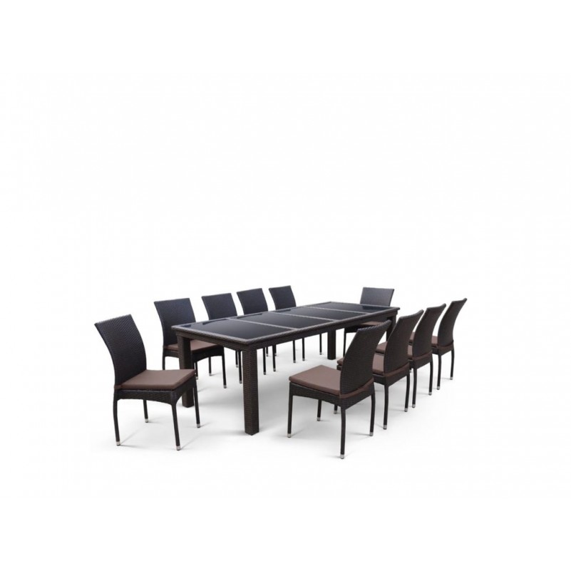 Афина - Комплект плетеной мебели T438/Y380A-W53 Brown (10+1)