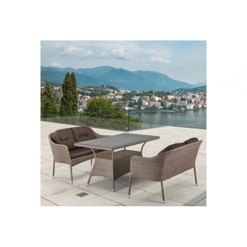 Афина - Комплект плетеной мебели T198B/S54B-W56 Light brown