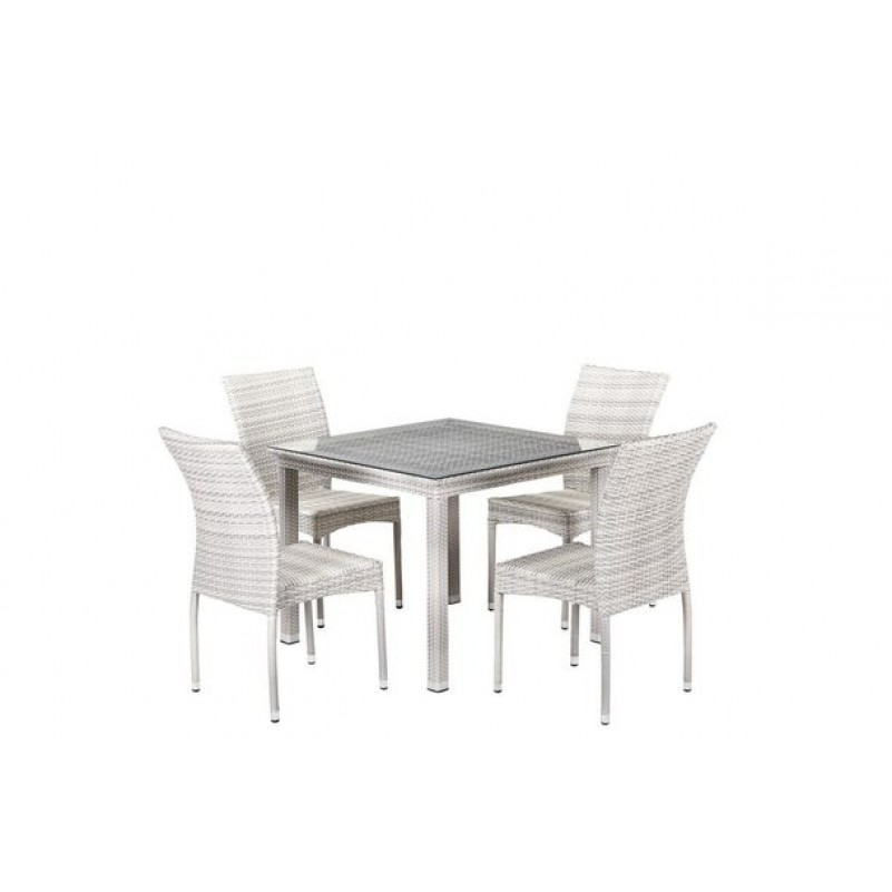 Афина - Комплект плетеной мебели T257A/Y380-W85-90x90 4Pcs Latte