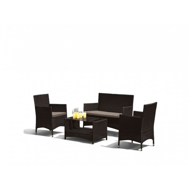 Афина - Комплект мебели из иск. ротанга AFM-2025B Black