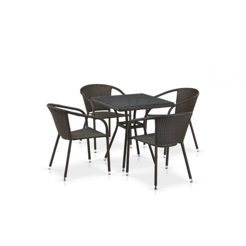 Афина - Комплект плетеной мебели T282BNT/Y137C-W53 Brown 4Pcs