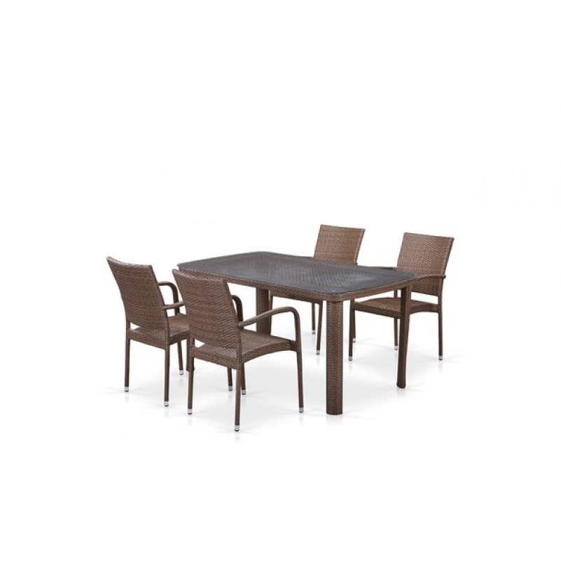 Афина - Комплект плетеной мебели T51A/Y376-W773-150x85 4Pcs Brown