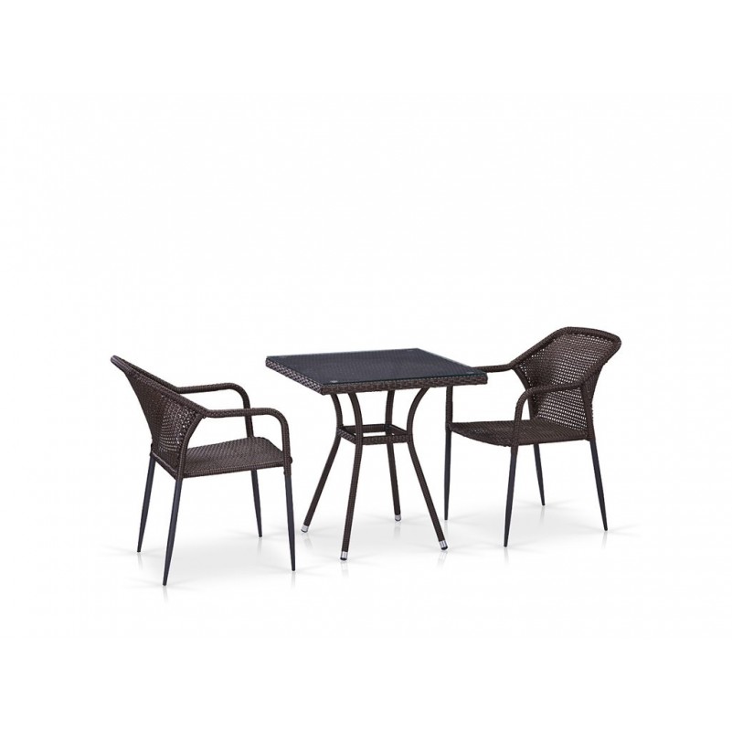 Афина - Комплект плетеной мебели T282BNT/Y35-W2390 Brown 2Pcs