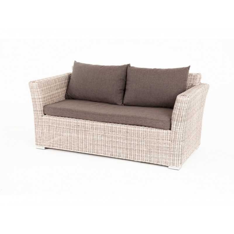 4Sis - Капучино диван из искусственного ротанга двухместный с подушками, цвет бежевый