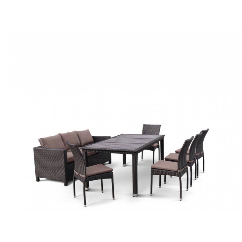 Афина - Комплект плетеной мебели T347/S65A/Y380A-W53 Brown (8+1)