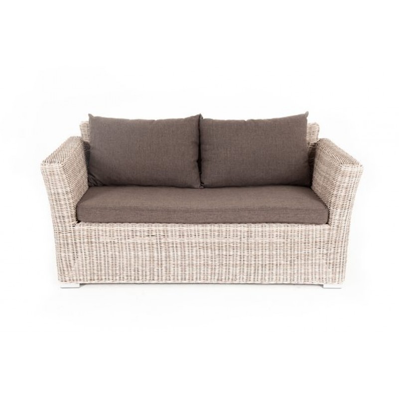 4Sis - Капучино диван из искусственного ротанга двухместный с подушками, цвет бежевый
