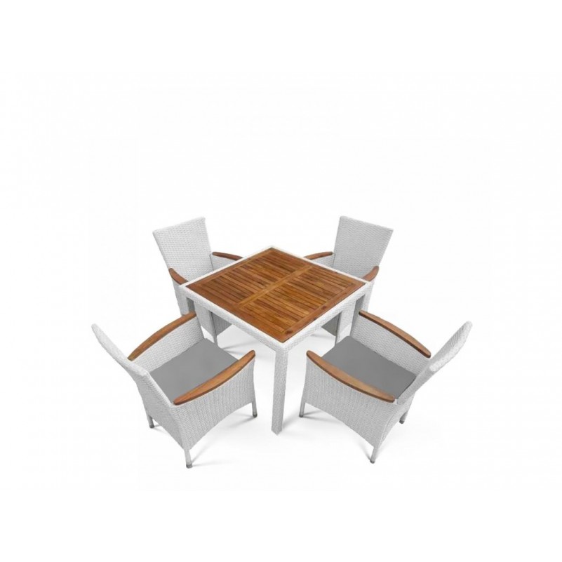 Афина - Комплект плетеной мебели AFM-440A 90x90 White (4+1)