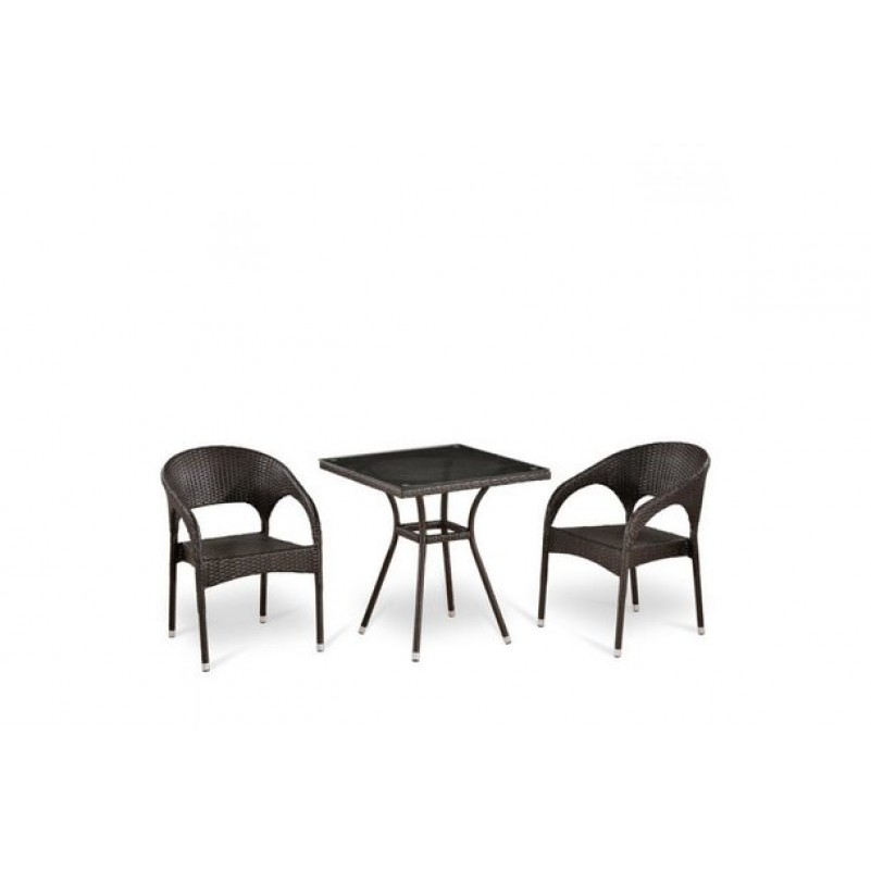 Афина - Комплект плетеной мебели T282BNT-W53/Y90C-W51 Brown 2Pcs