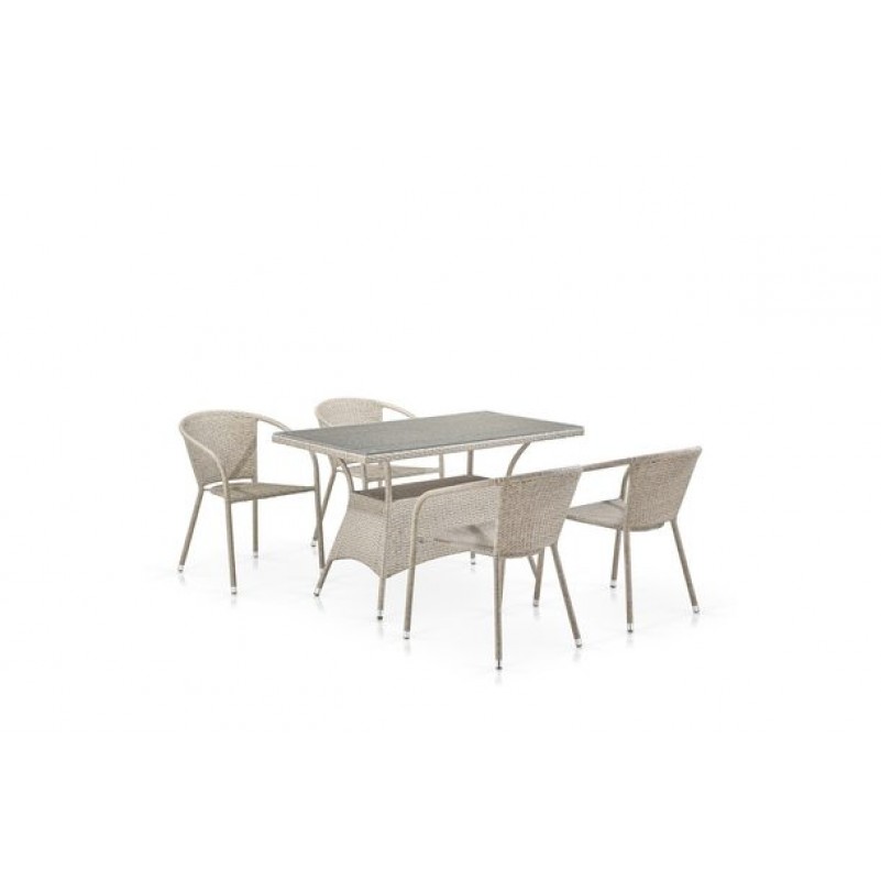 Афина - Комплект плетеной мебели T198D/Y137C-W85 Latte (4+1)