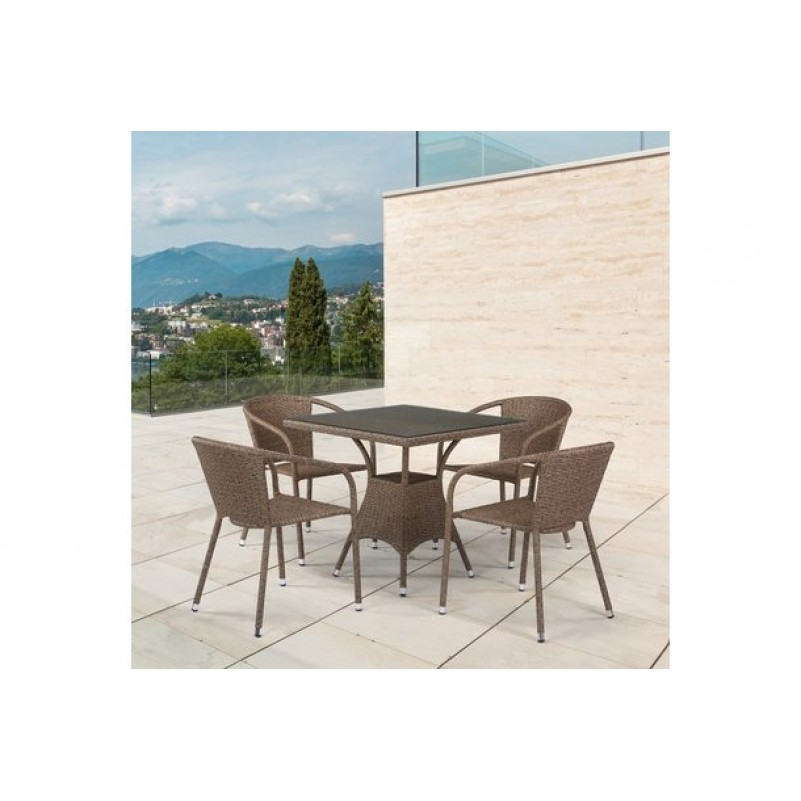 Афина - Комплект мебели из иск. ротанга T197BT/Y137C-W56 Light brown (4+1)