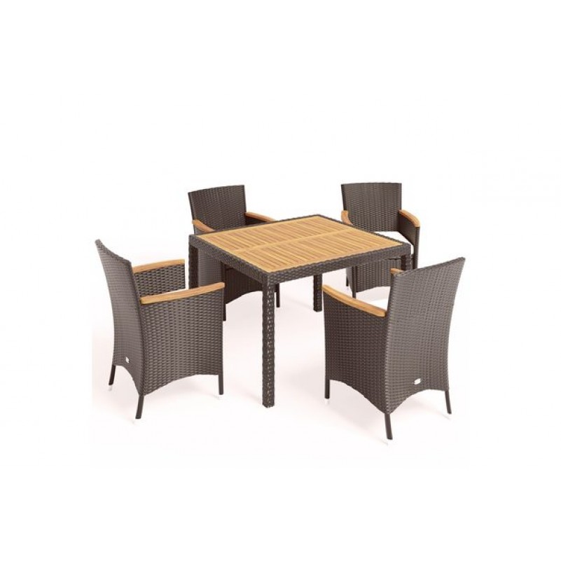 Афина - Комплект плетеной мебели AFM-440B 90x90 Brown (4+1)