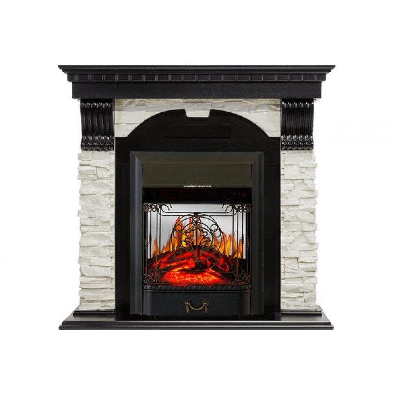 Royal Flame - Каминокомплект Dublin - Венге / Сланец белый с очагом Majestic FX M Black