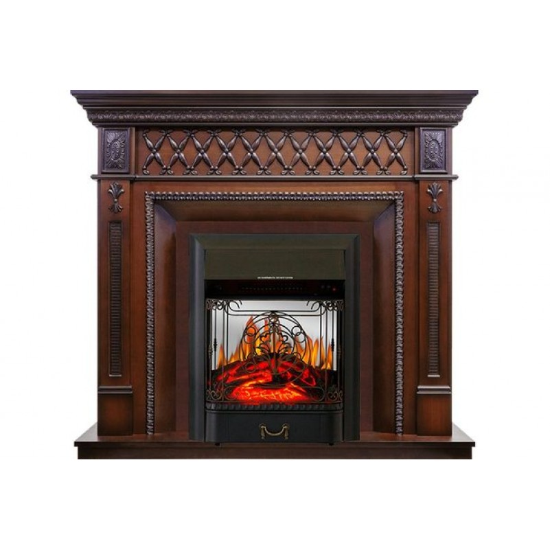 Royal Flame - Каминокомплект Alexandria - махагон коричневый антик с очагом Majestic FX M Black