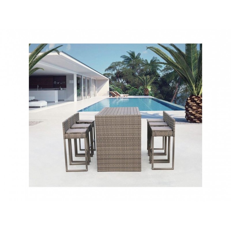 Афина - Барный комплект плетеной мебели T390GD/Y390G-W78_6Pcs Grey