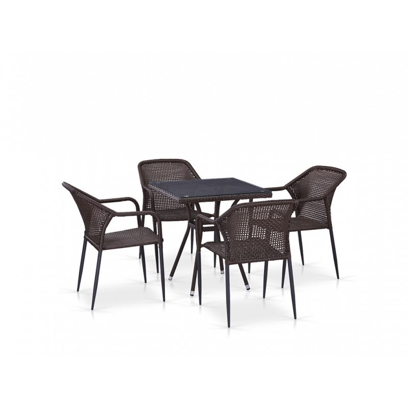 Афина - Комплект плетеной мебели T282BNT/Y35-W2390 Brown 4Pcs