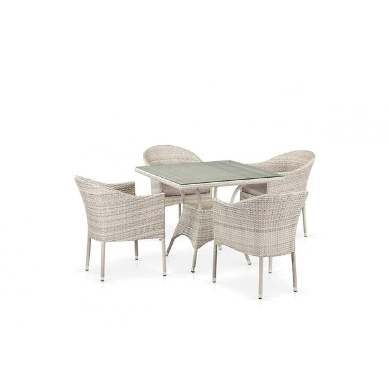 Афина - Комплект плетеной мебели T190B/Y350A-W85-90x90 Latte 4Pcs