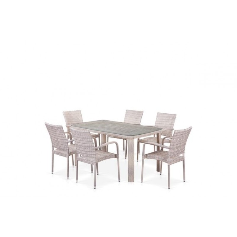 Афина - Комплект плетеной мебели T51A/Y376-W85-150x85 6Pcs Latte