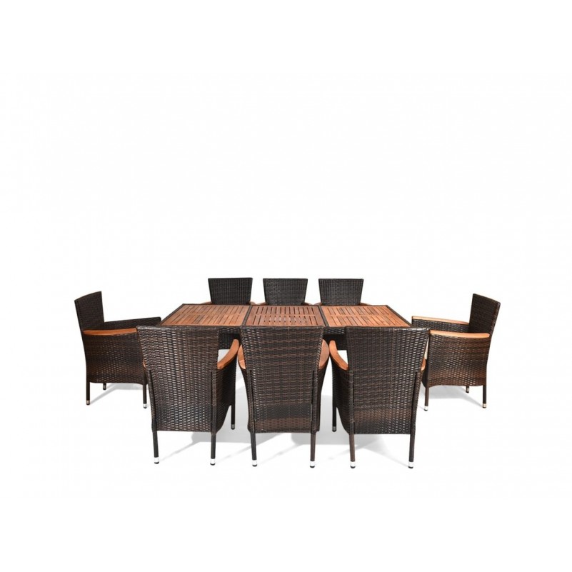 Афина - Комплект плетеной мебели AFM-480B 200x90 Brown (8+1)