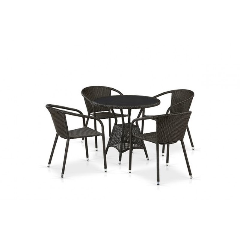 Афина - Комплект плетеной мебели T707ANS/Y137C-W53 4Pcs Brown