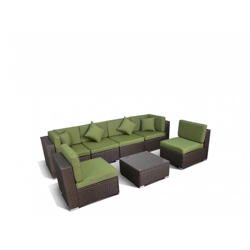 Афина - Плетеный модульный диван YR822BG Brown/Green