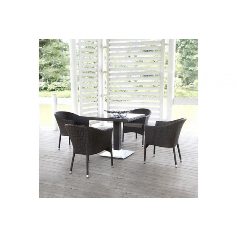 Афина - Комплект плетеной мебели T606SWT/Y350B-W53 Brown 4Pcs