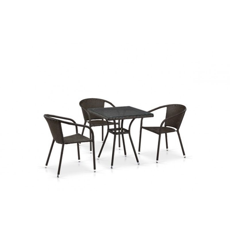 Афина - Комплект плетеной мебели T282BNT/Y137C-W53 Brown 3Pcs