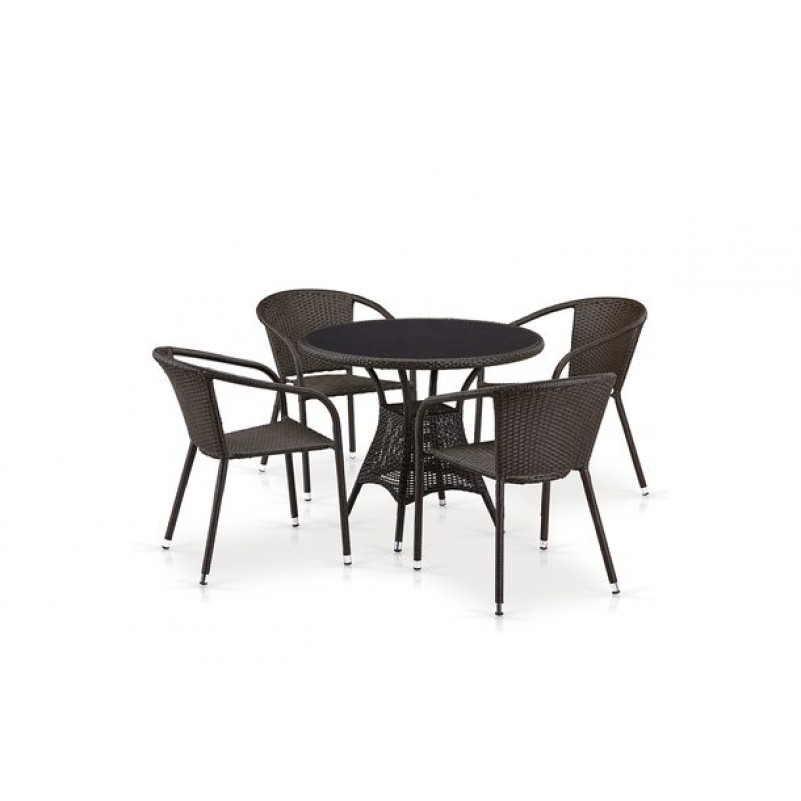 Афина - Комплект плетеной мебели T197ANS-W53/Y137C-W53 Brown 4Pcs