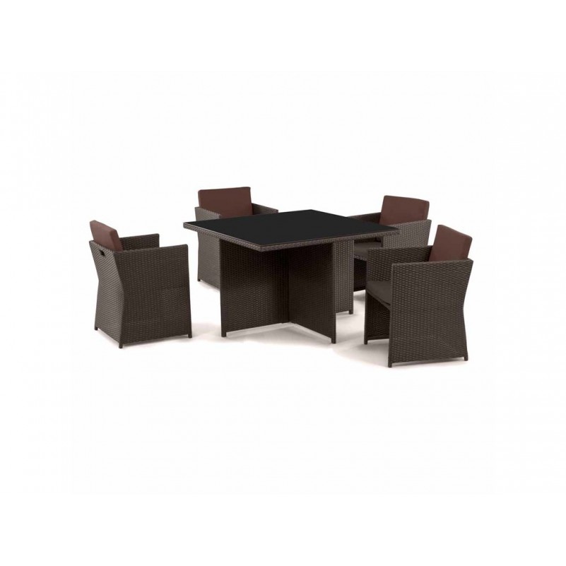 Афина - Комплект плетеной мебели T300A/Y300A-W53 Brown 4Pcs