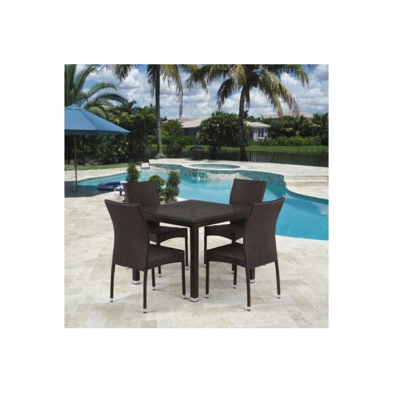 Афина - Комплект плетеной мебели T257A/YC380A-W53 Brown (4+1) + подушки на стульях