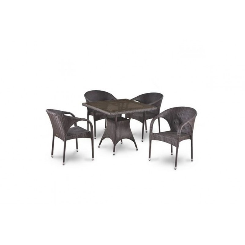 Афина - Комплект плетеной мебели T220BBT/Y290B-W52 Brown 4Pcs