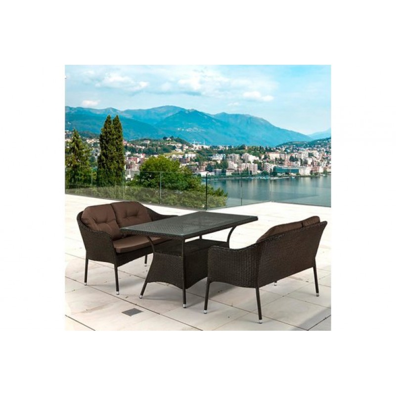 Афина - Комплект плетеной мебели T198A/S54A-W53 Brown