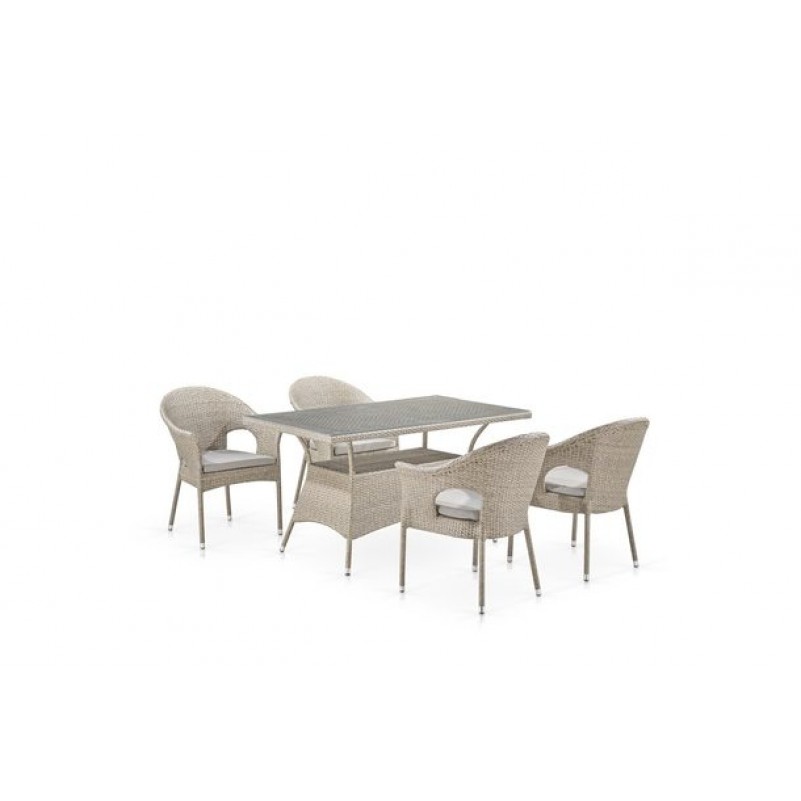 Афина - Комплект плетеной мебели T198C/Y79C-W85 Latte (4+1)