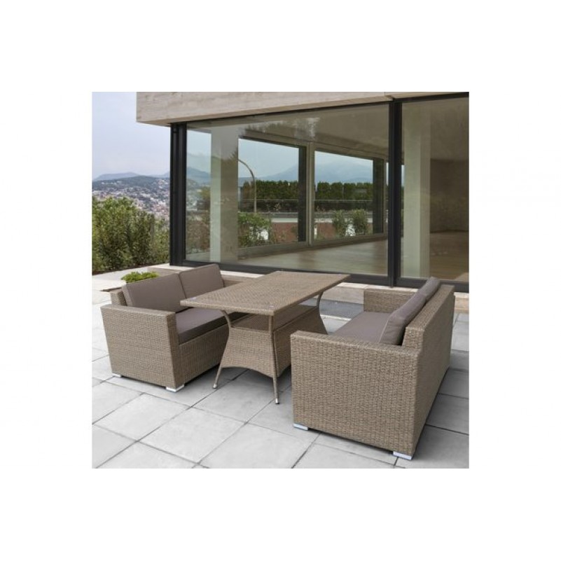 Афина - Комплект плетеной мебели T198B/S52B-W56 Light brown