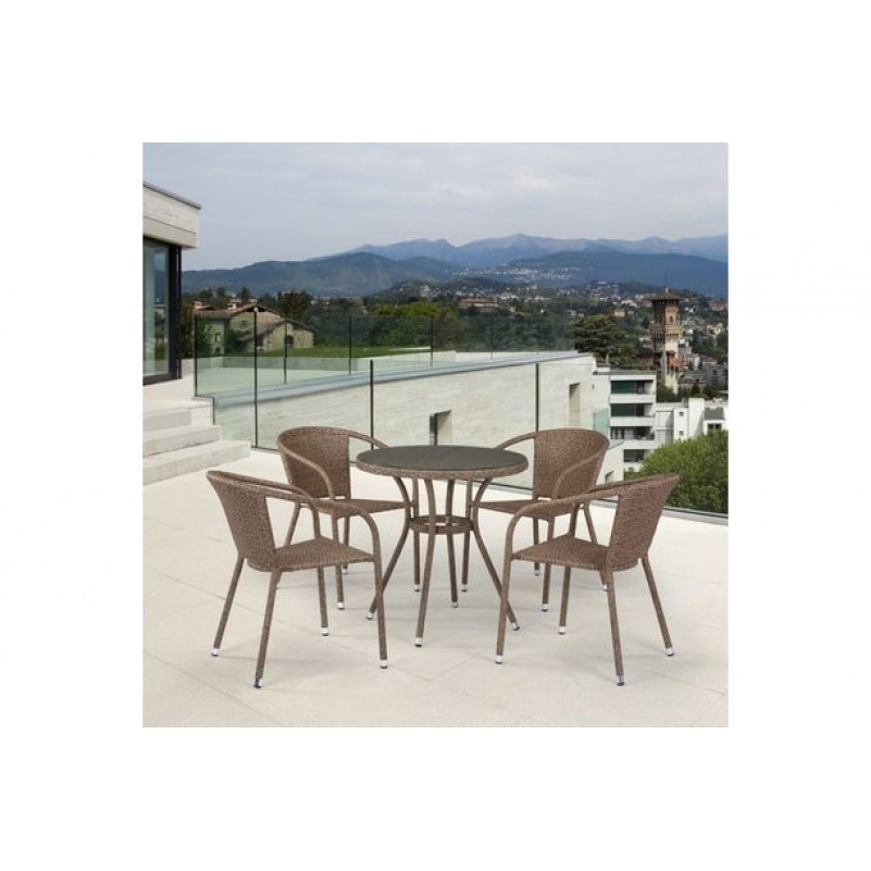Афина - Комплект плетеной мебели T282ANT/Y137C-W56 Light Brown 4Pcs